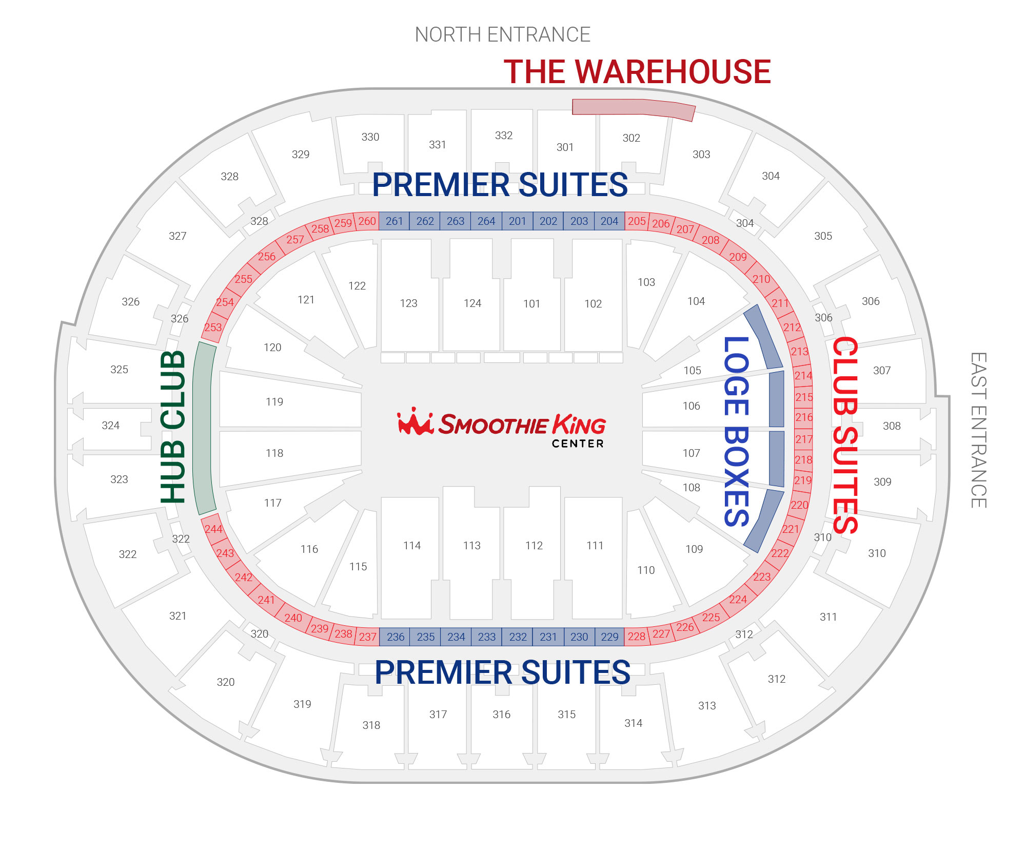 Smoothie King Center /  Suite Map and Seating Chart